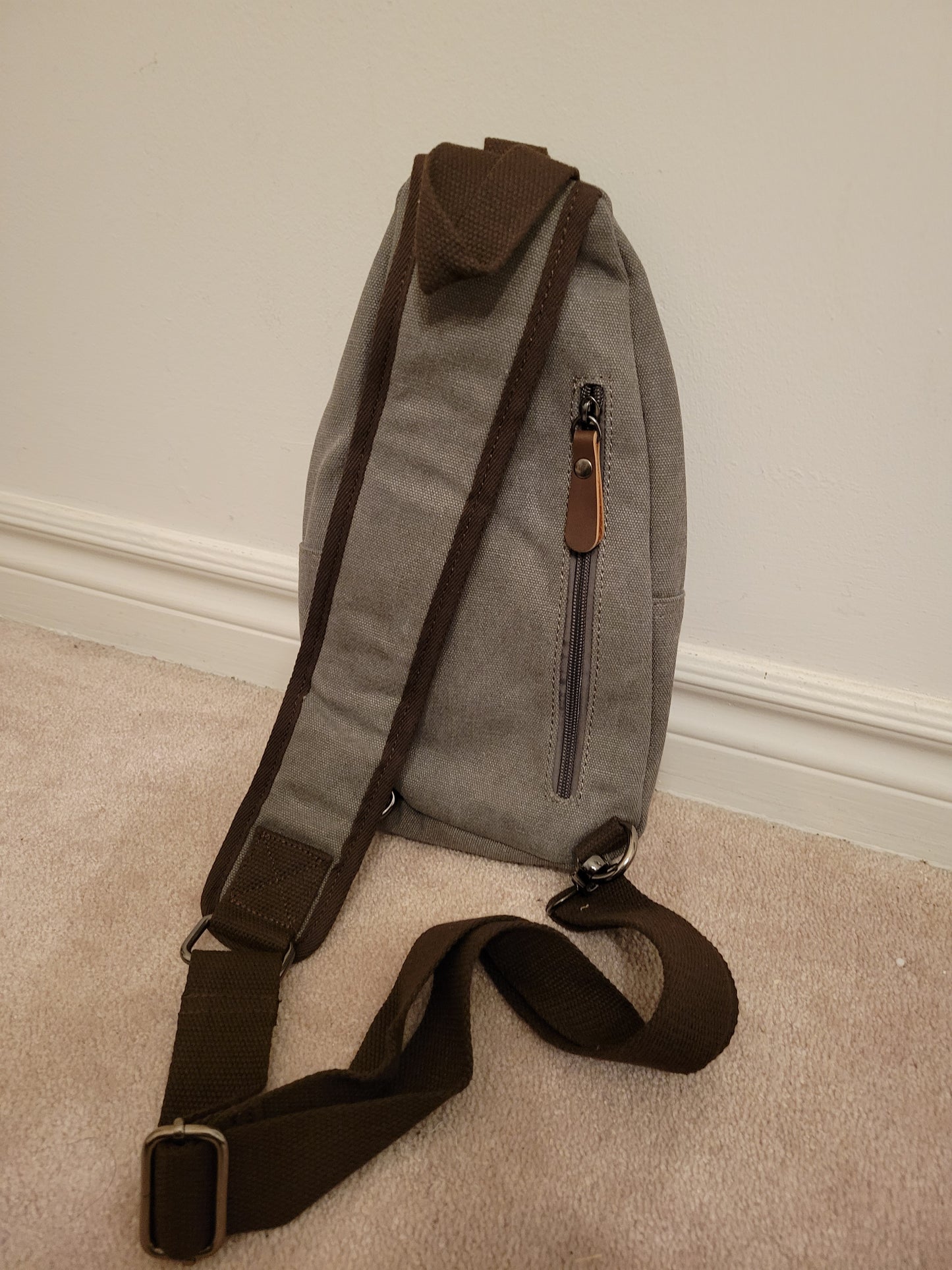 Washed 16 oz Cotton Canvas Unisex Sling Bag (ClassixGrey)