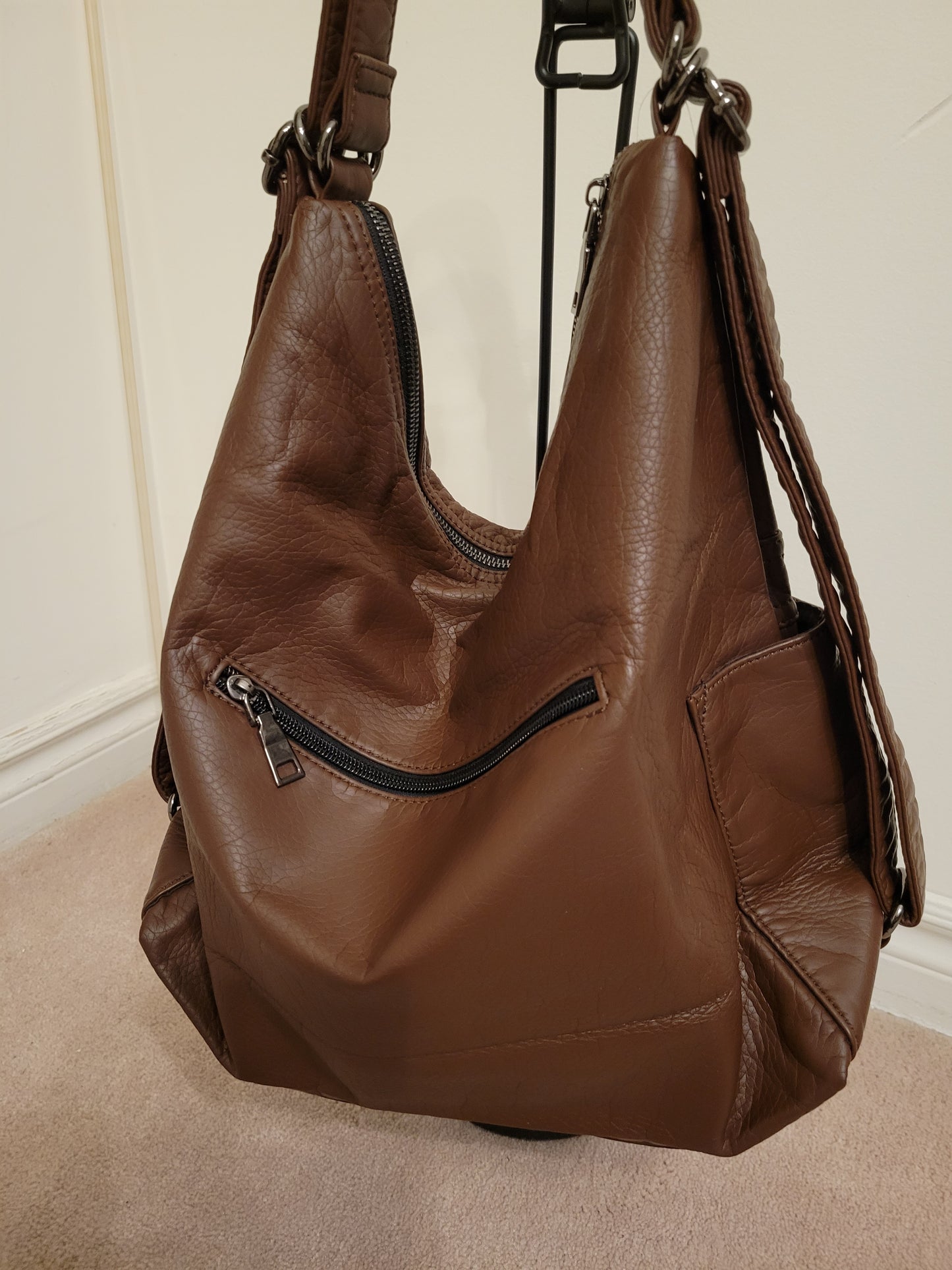 Leatherfeel Basic Color Versatile Bag Soft Polyurethane(DarkBrown)
