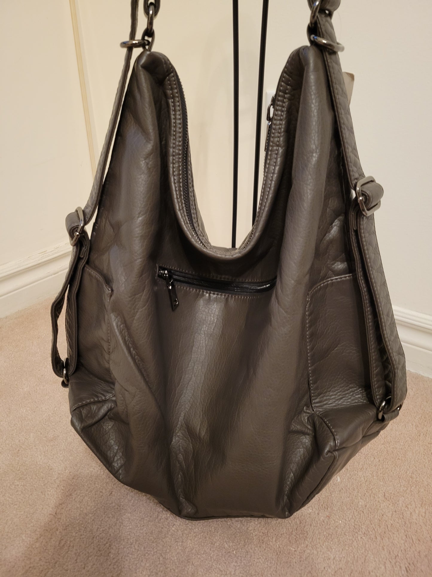 Leatherfeel Basic Color Versatile Bag Soft Polyurethane (Grey)