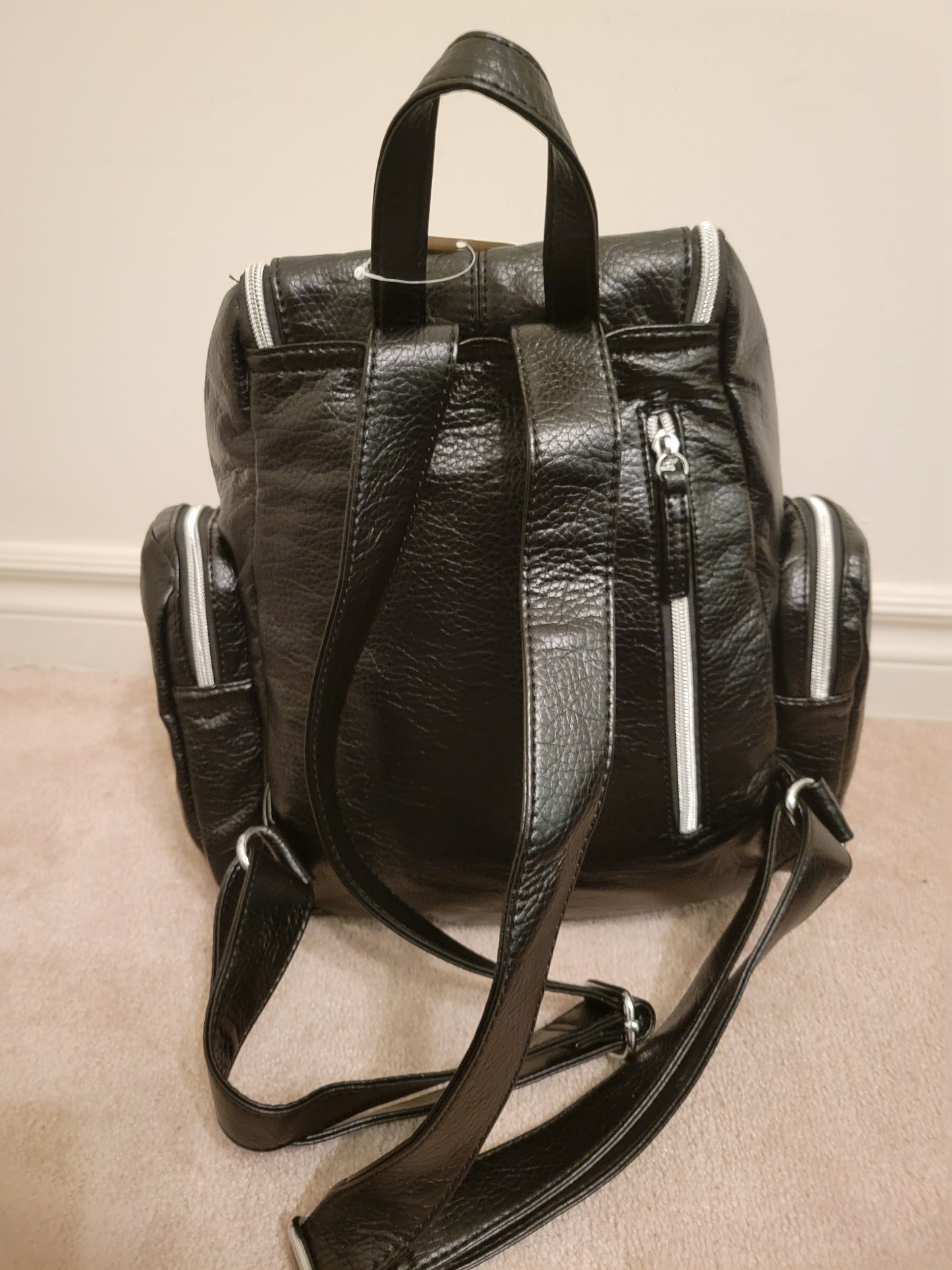 Leatherfeel Trendy Color Backpack Soft Polyurethane (Black)