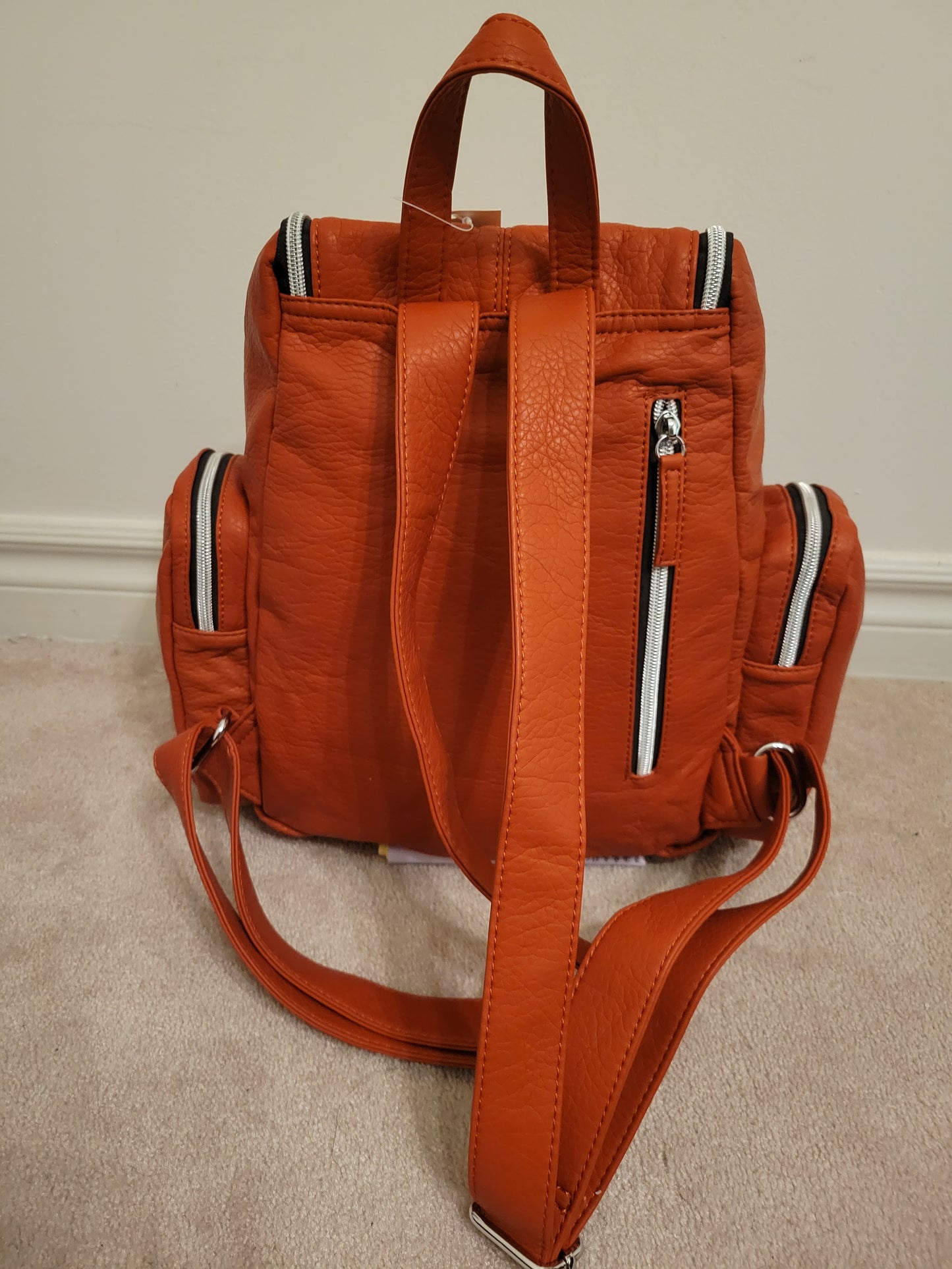 Leatherfeel Trendy Color Backpack Soft Polyurethane (Brick)
