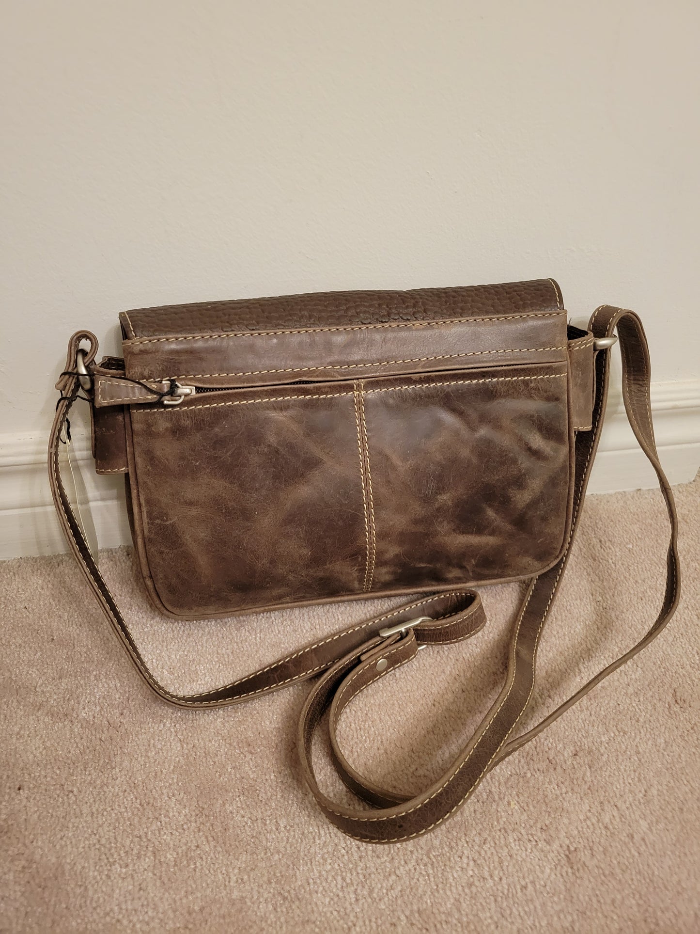 Genuine Leather Ladies Crossbody Organizer Bag (ArmyBrown)