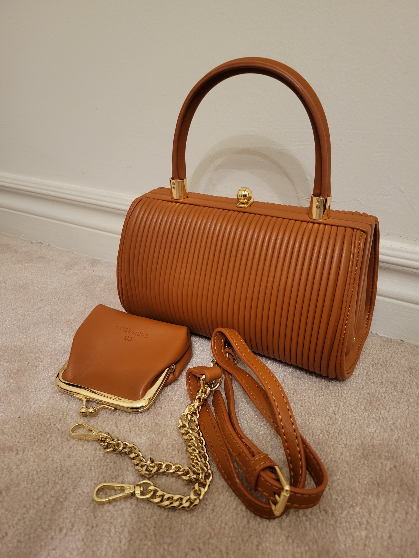 Classy Structure Frame Bag: L8.75xW4.25xH5" Double Compartment with Frame Purse Polyurethane (Brown)