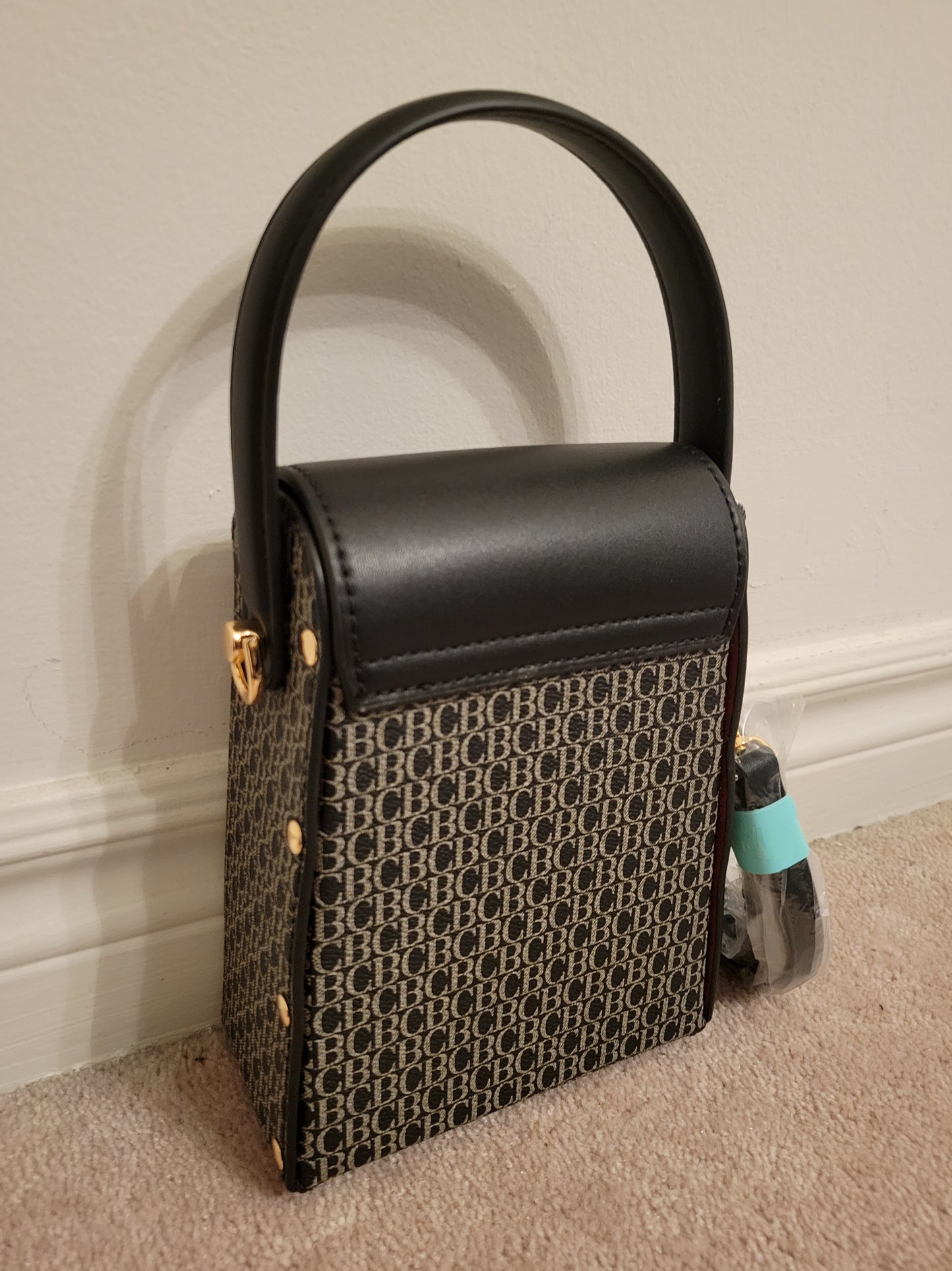 Chic Flap Closure Bag: Single Compartment Polyurethane (BlackMulti)